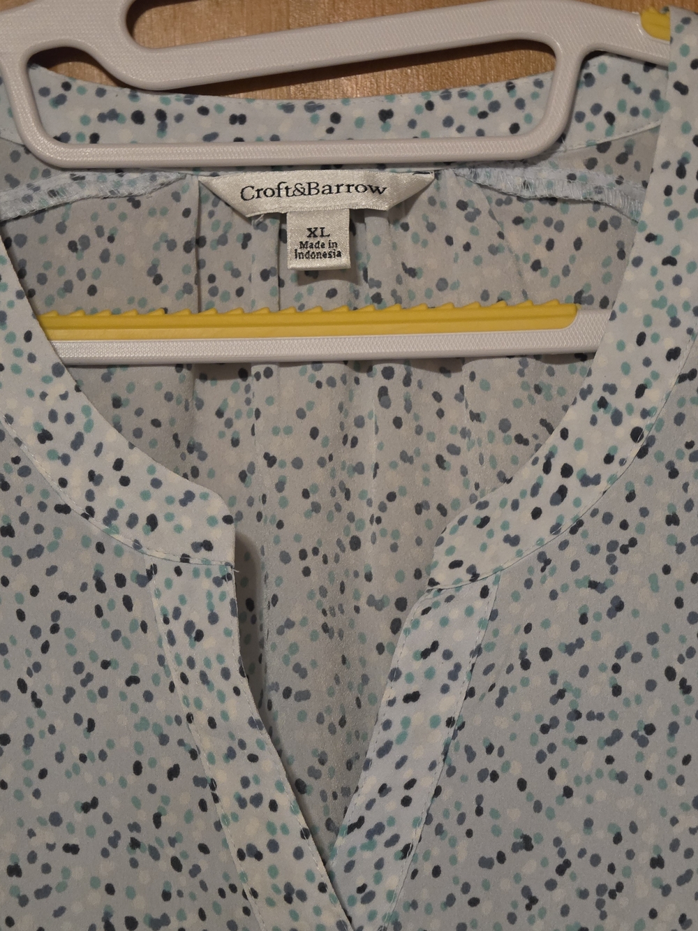 Croft & Barrow Women's White Dot-Print Blouse